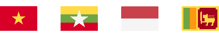 ベトナム、ミャンマー、インドネシア、スリランカの国旗